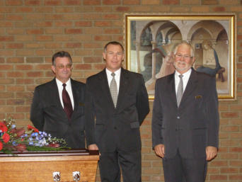 This photo was taken about half an hour before starting the first funeral service in our own chapel when we moved to Main street in 2008. Left to right, my assistant, Graham Conway, me (Stephen Baggs) and our celebrant on that day, Geoff Edwards.